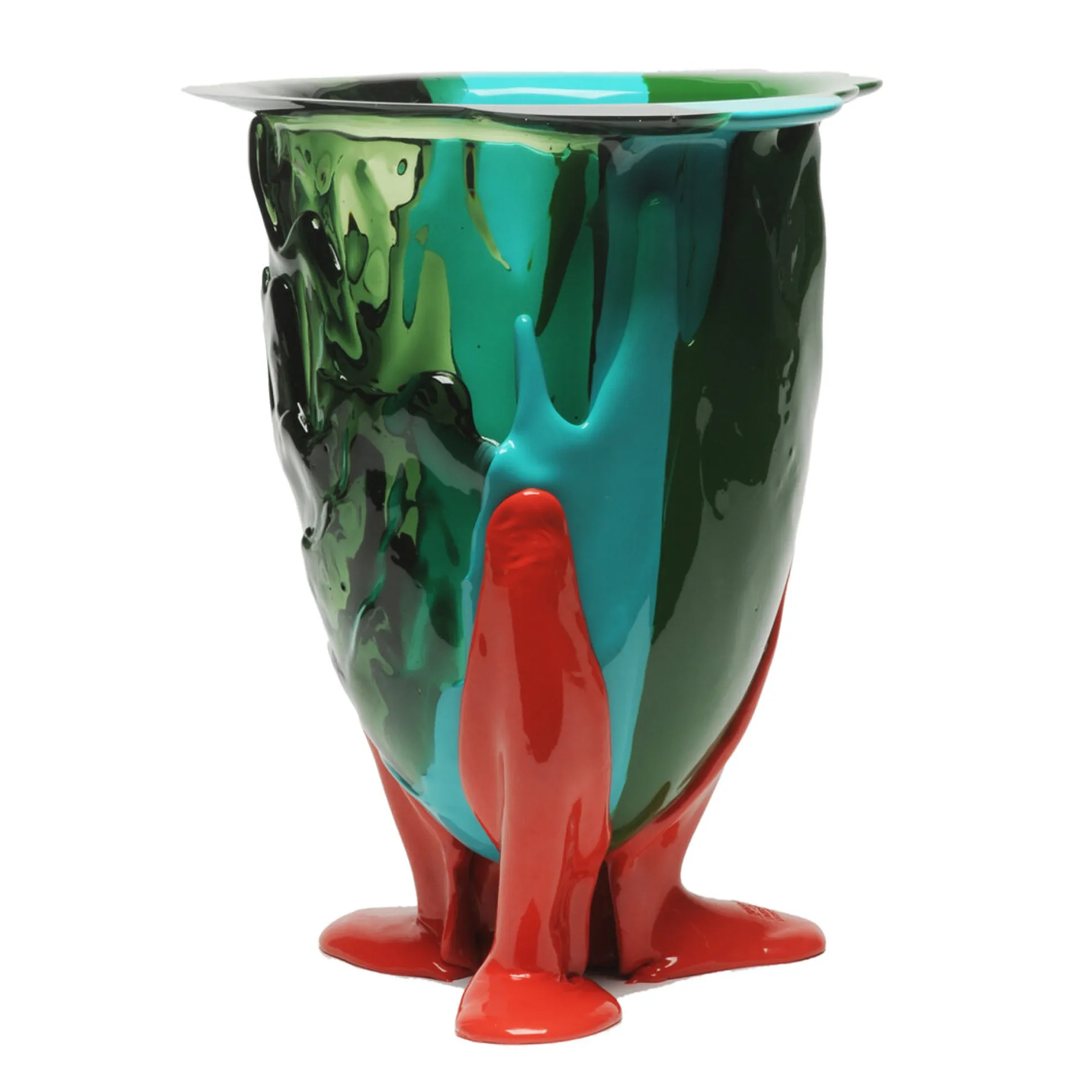 amazonia_vase__green_turq_0.webp Amazonia Vase - Green, Turquoise, Coral Red