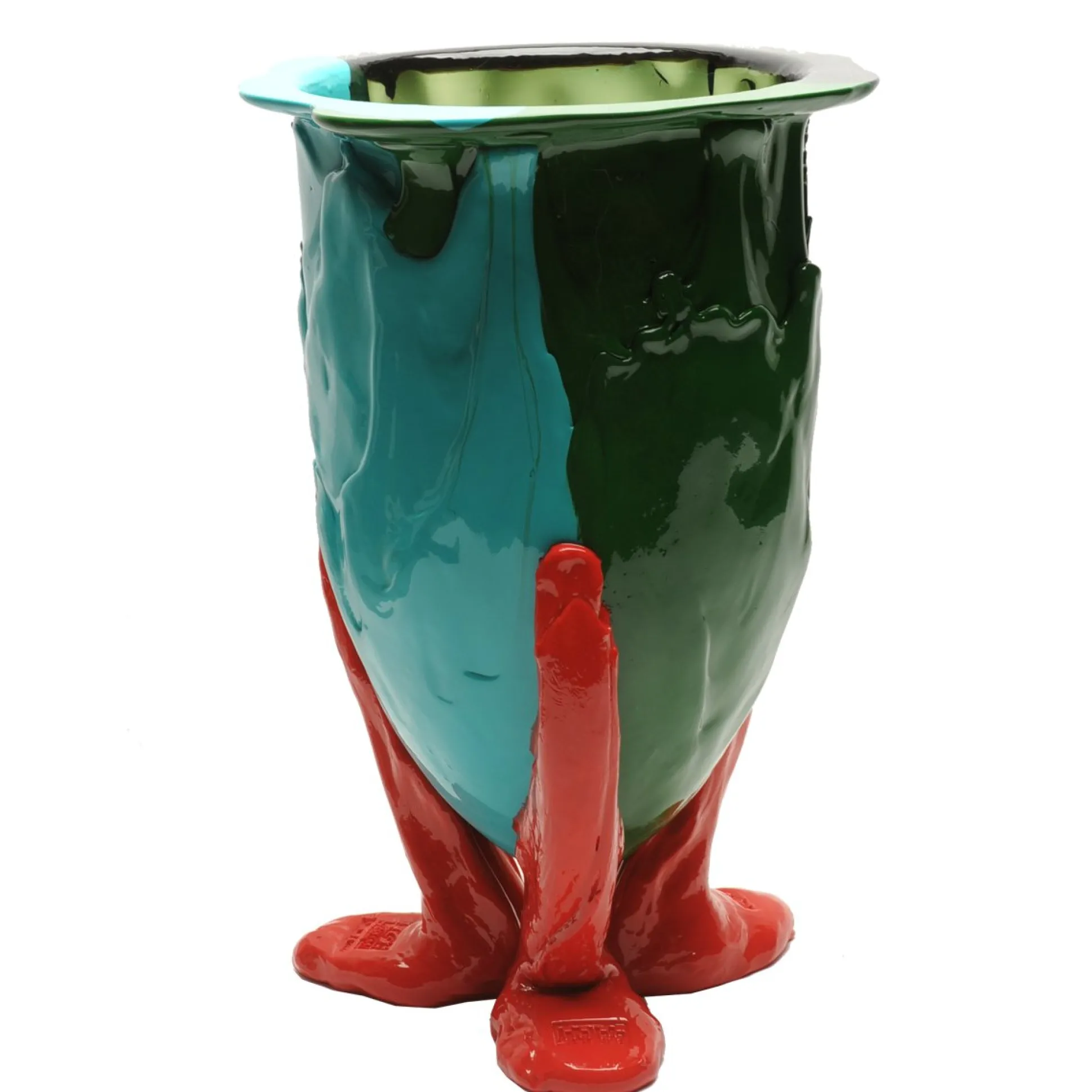 amazonia_vase__green_turq_1.webp Amazonia Vase - Green, Turquoise, Coral Red