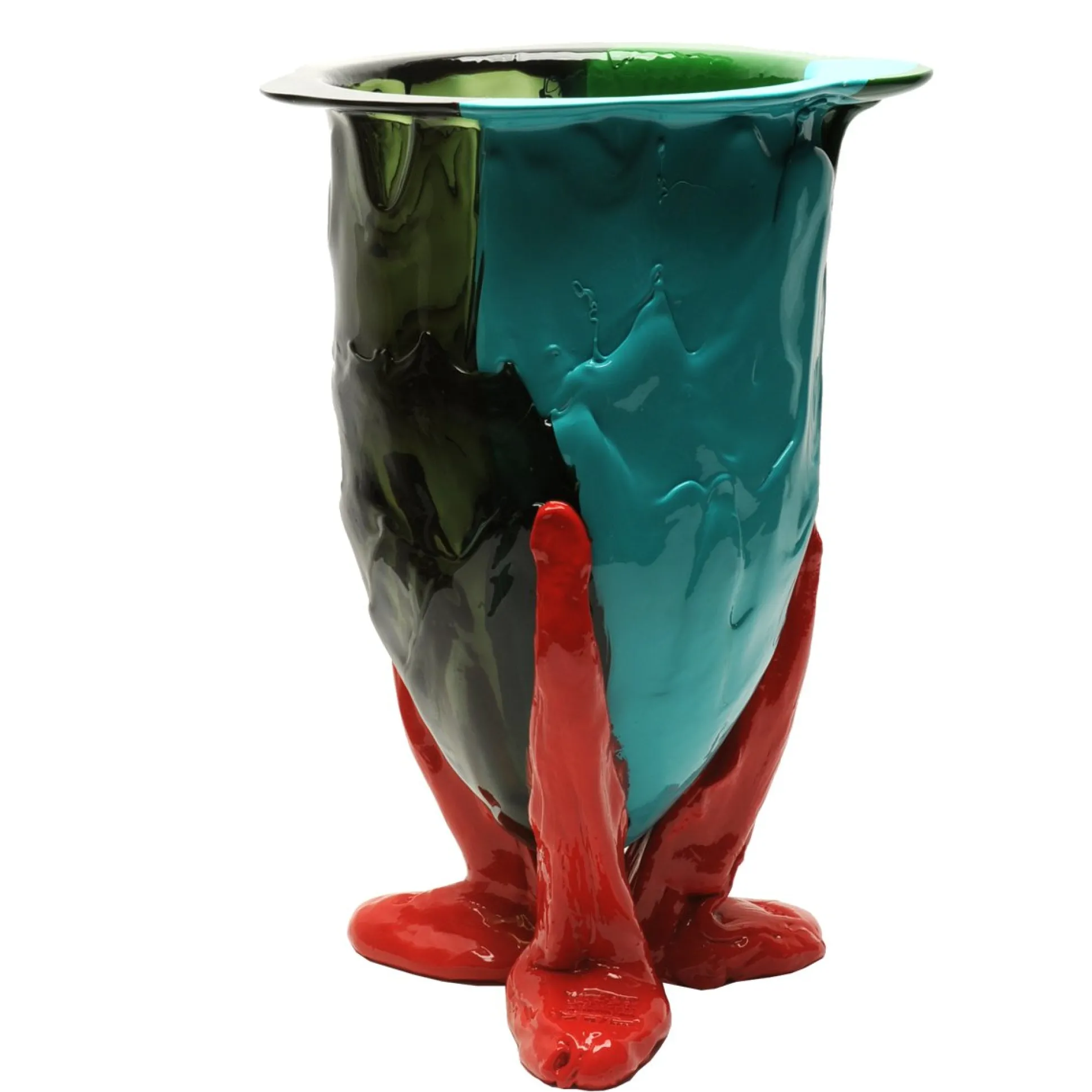 amazonia_vase__green_turq_2.webp Amazonia Vase - Green, Turquoise, Coral Red