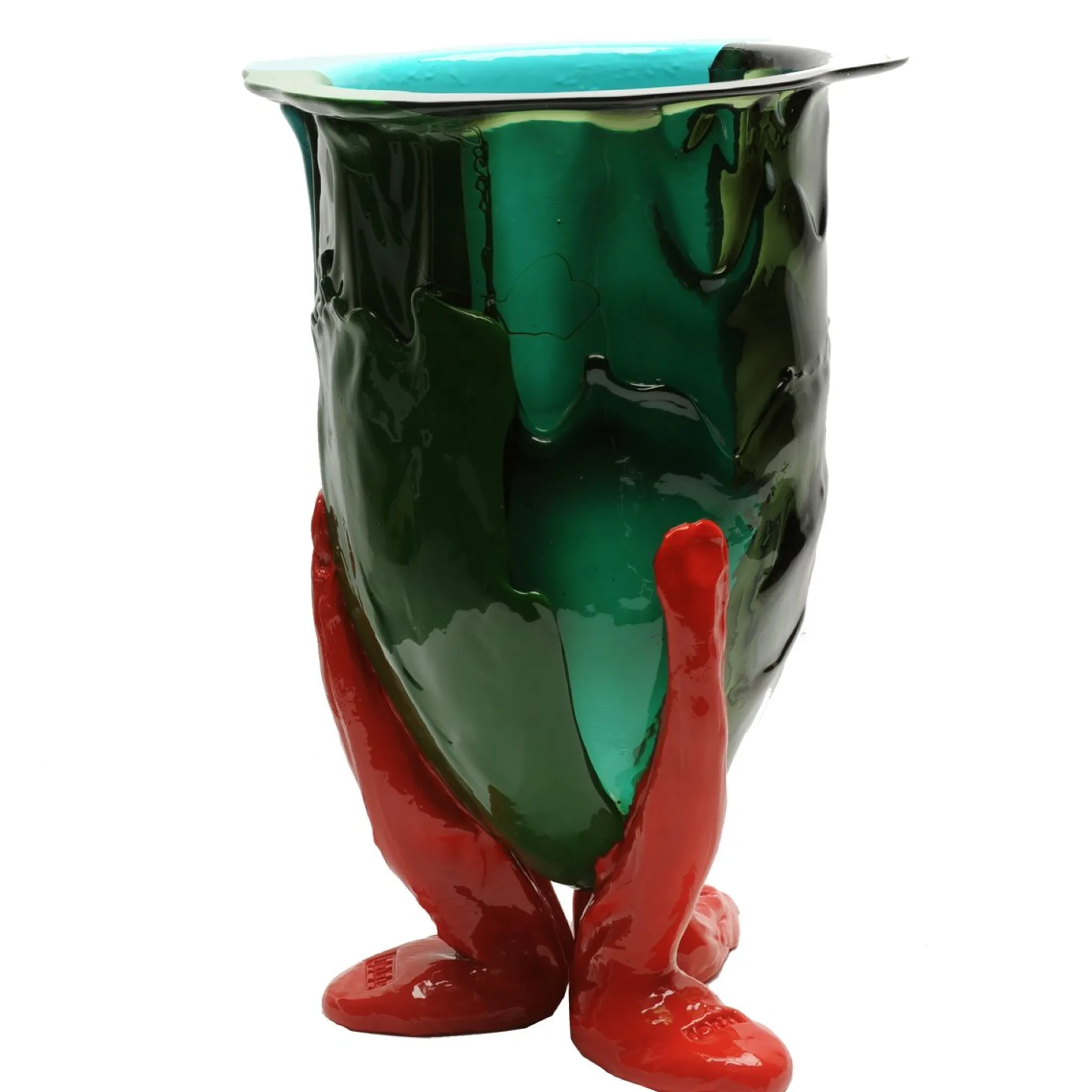 amazonia_vase__green_turq_3.webp Amazonia Vase - Green, Turquoise, Coral Red