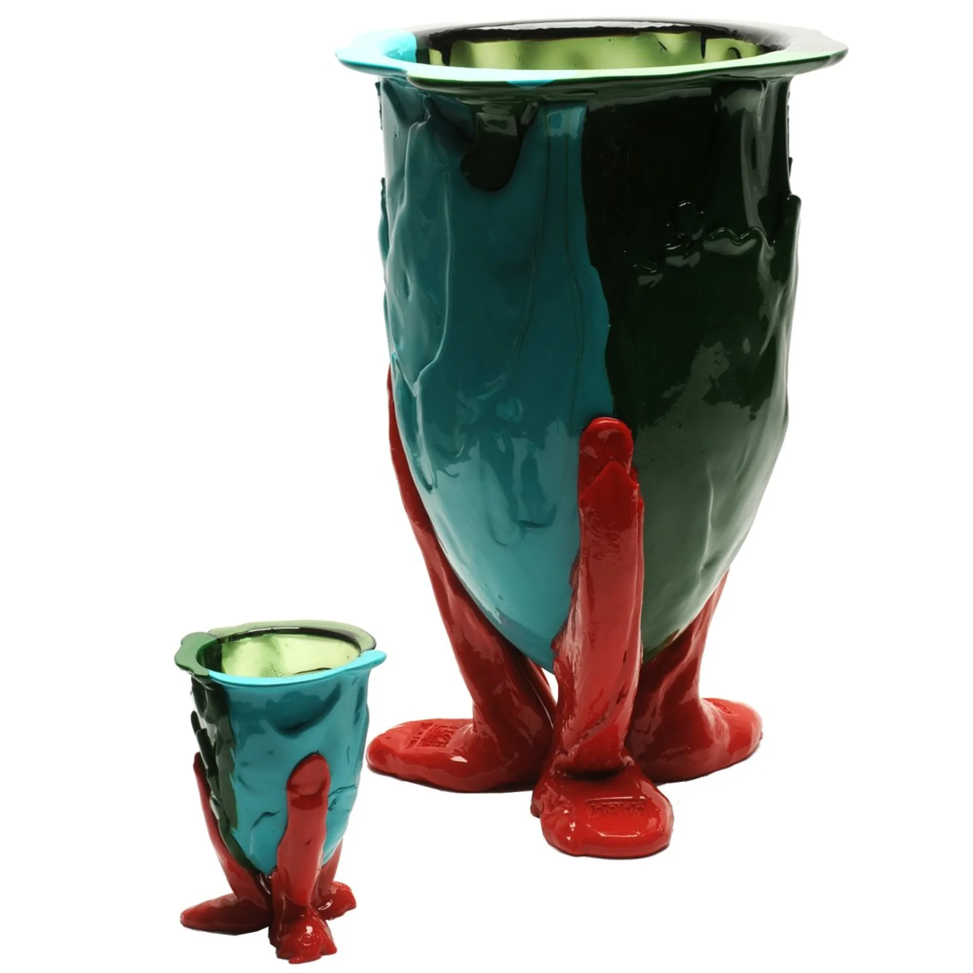amazonia_vase__green_turq_5.webp Amazonia Vase - Green, Turquoise, Coral Red