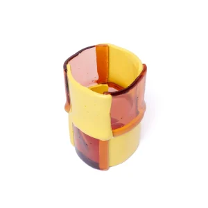 Bamboo Vase - Clear Antique Pink, Pastel Yellow