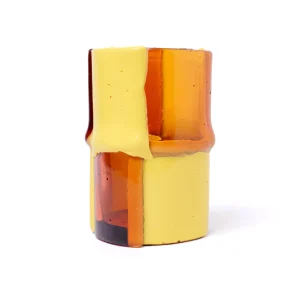 Bamboo Vase - Clear Antique Pink, Pastel Yellow