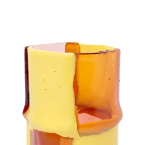 Bamboo Vase - Clear Antique Pink, Pastel Yellow