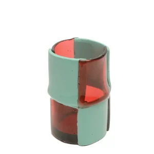 Bamboo Vase - Clear Fuchsia And Matt Mint