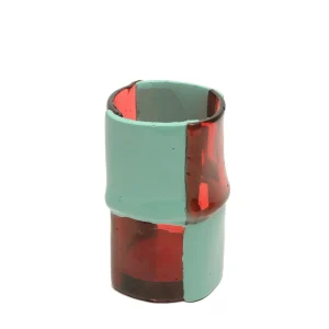 Bamboo Vase - Clear Fuchsia And Matt Mint