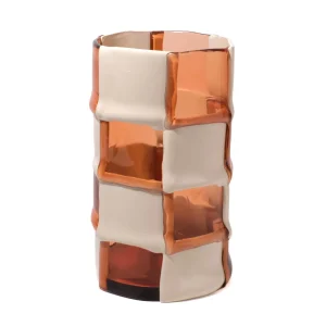 Bamboo Vase - Clear Light Ruby And Matt Champagne