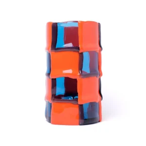 Bamboo Vase - Clear Light Blue, Matt Pastel Orange