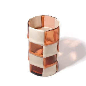 Bamboo Vase - Clear Light Ruby And Matt Champagne