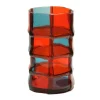 Bamboo Vase - Clear Red And Clear Aqua
