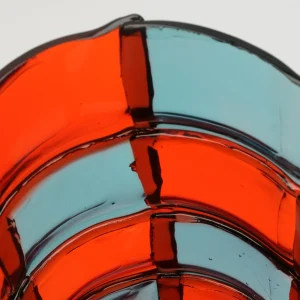 Bamboo Vase - Clear Red And Clear Aqua