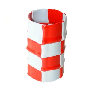 Bamboo Vase - Matt Pastel Blue And Matt Coral