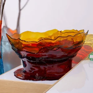 Big Collina Vase Extra Colour - Clear Amber And Dark Ruby