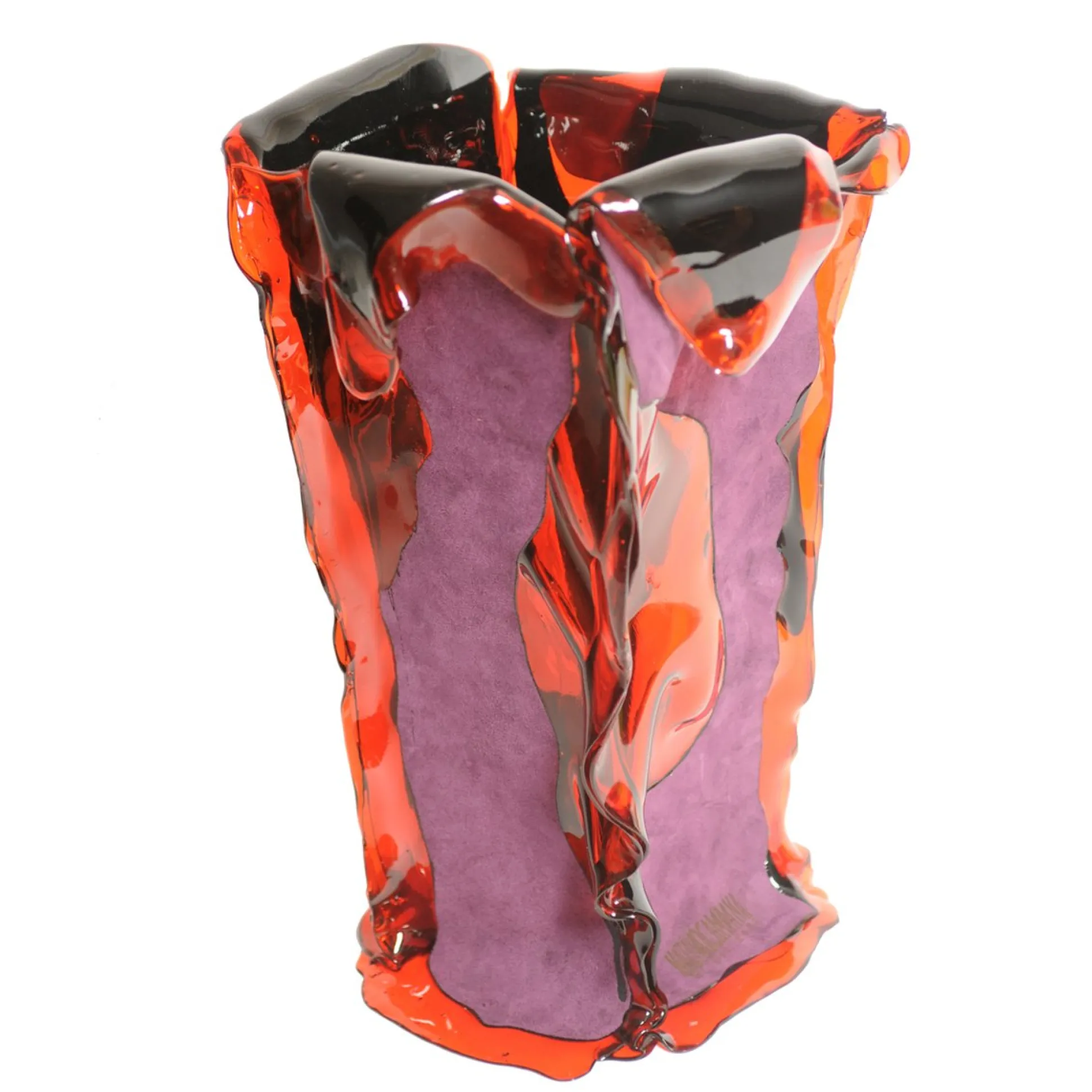 bromelia_vase__clear_red__1.webp Bromelia Vase - Clear Red, Purple Leather
