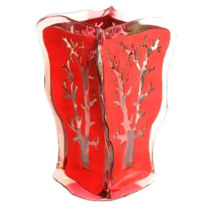 Cerrado Vase - Clear Pink, Clear Fuchsia, Red Leather