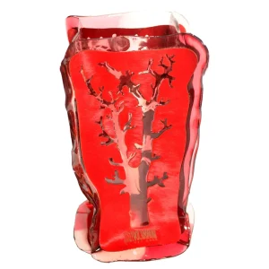 Cerrado Vase - Clear Pink, Clear Fuchsia, Red Leather