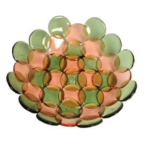Circle Basket - Clear Bottle Green And Light Ruby