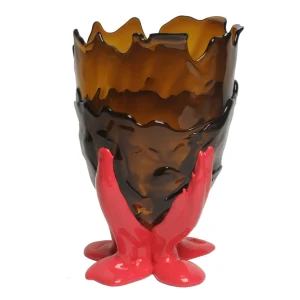Clear Vase - Clear Brown And Matt Fuchsia