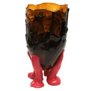 Clear Vase - Clear Brown And Matt Fuchsia