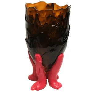 Clear Vase - Clear Brown And Matt Fuchsia