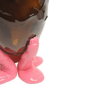 Clear Vase - Clear Brown And Matt Fuchsia