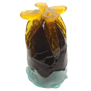 Clear Vase Extra Colour - Clear Aqua, Matt Aubergine And Clear Yellow