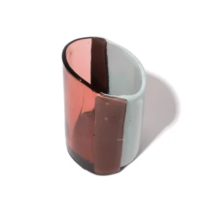 Cut Vase S - Clear Antique Pink And Matt Aqua