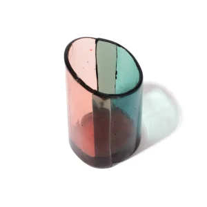 Cut Vase S - Clear Aqua And Clear Antique Pink