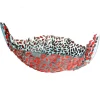 Flora Fruit Bowl - Clear Aqua Blue, Red Leather