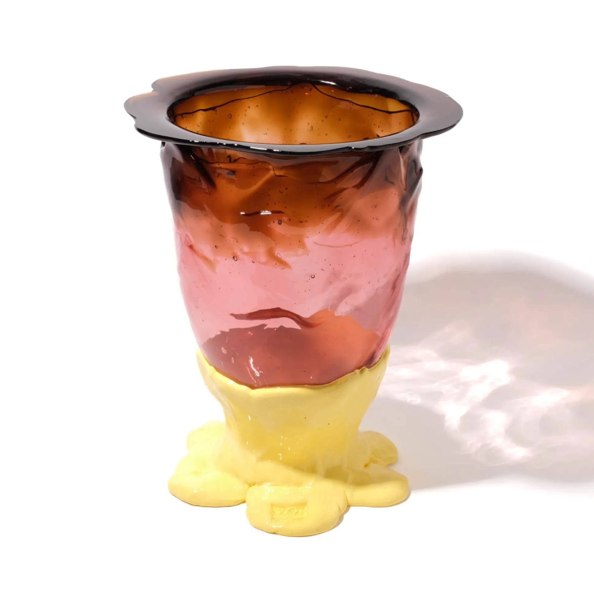 flower_vase__clear_brown__1.webp Flower Vase - Clear Brown, Clear Antique Pink And Matt Pastel Yellow