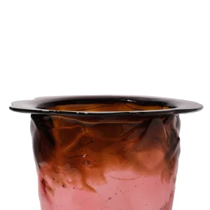 Flower Vase - Clear Brown, Clear Antique Pink And Matt Pastel Yellow