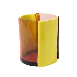 Four Lines Vase - Clear Antique Pink And Matt Fluo Yellow