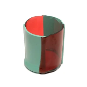 Four Lines Vase - Clear Fuchsia And Matt Mint