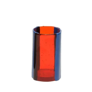 Four Lines Vase - Clear Red And Matt Dark Lavender