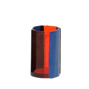 Four Lines Vase - Clear Red And Matt Dark Lavender