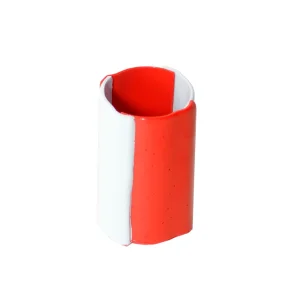 Four Lines Vase - Matt Pastel Blue And Matt Coral