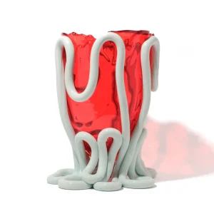 Indian Summer Vase - Clear Red And Matt Aqua
