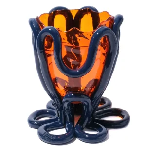 Indian Summer Vase - Clear Orange, Matt Blue