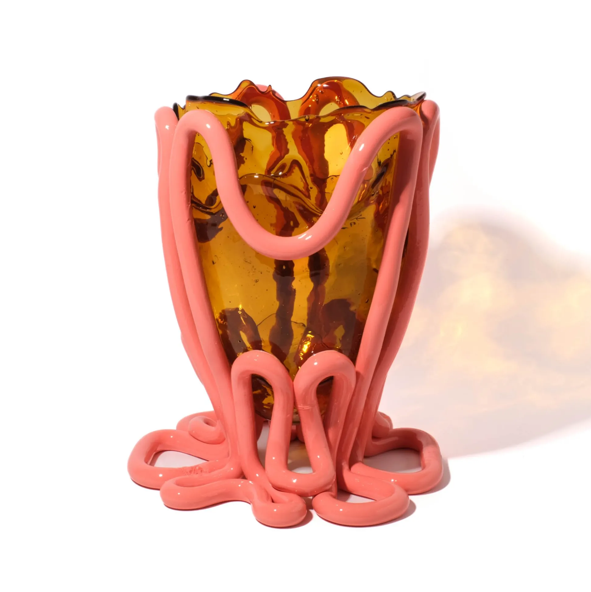 indian_summer_vase__clear_1-2.webp Indian Summer Vase - Clear Amber, Matt Dark Salmon