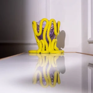 Indian Summer Vase - Clear Lilac And Matt Fluo Yellow