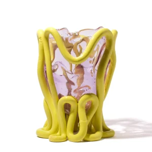 Indian Summer Vase - Clear Lilac And Matt Fluo Yellow