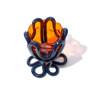 Indian Summer Vase - Clear Orange, Matt Blue
