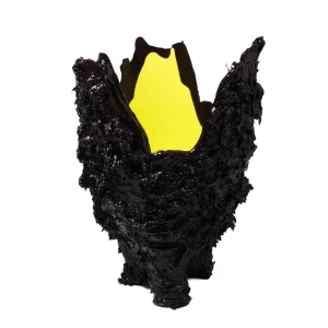 Lava Vase - Matt Aubergine And Matt Fluo Yellow