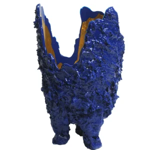 Lava Vase - Matt Blue And Gold