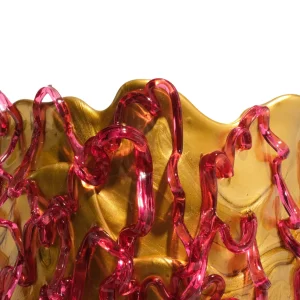 Medusa Vase - Gold, Clear Fuchsia
