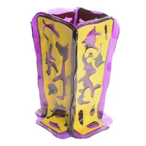 Mulato Vase - Clear Purple, Light Green Leather