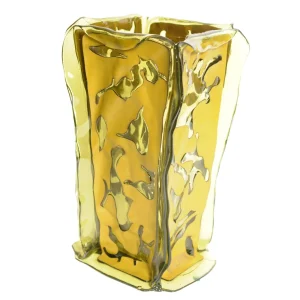 Mulato Vase - Clear Yellow, Light Green Leather