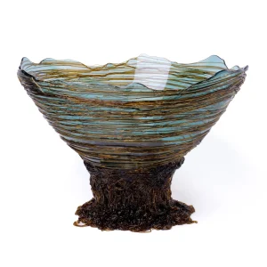 Ogiva Vase - Clear Aqua, Brown