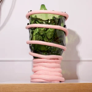 Pompitu I Vase - Bottle Green, Salmon