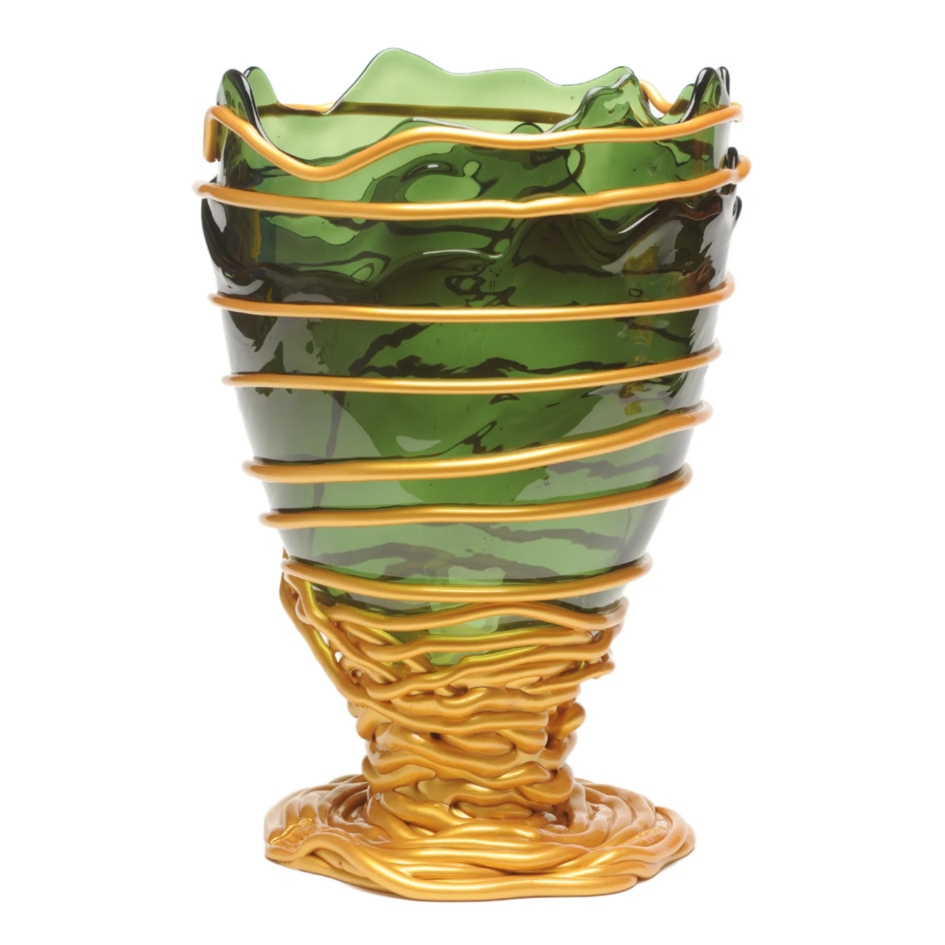 pompitu_ii_vase__bottle_g_0.webp Pompitu II Vase - Bottle Green, Matt Gold